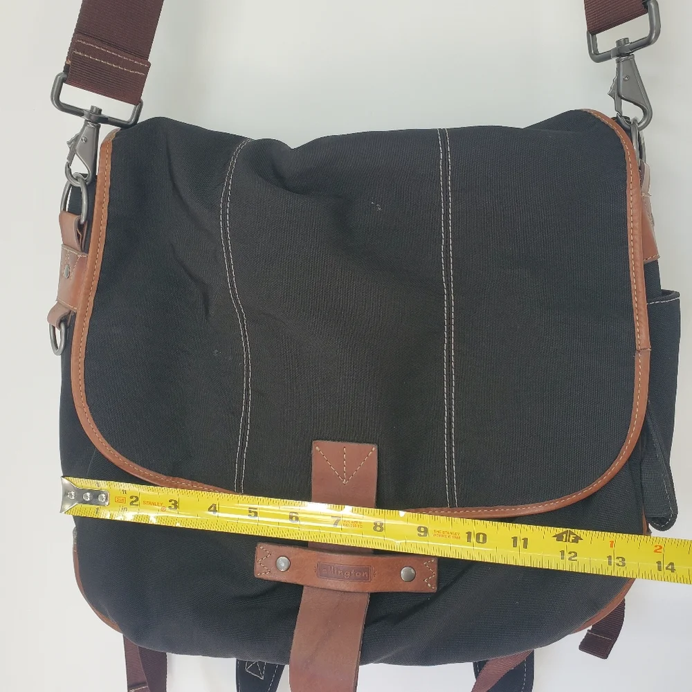Ellington Messenger Backpack Travel Bag Black Brown Leather Convertible Large